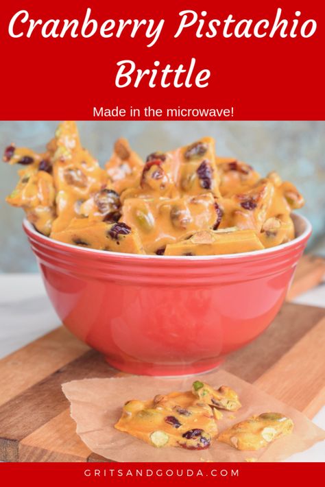 Christmas Brittle, Pistachio Brittle, Nut Brittle, Microwave Peanut Brittle, Xmas Goodies, Peanut Brittle Recipe, Brittle Recipes, Candy Man, Cranberry Pistachio