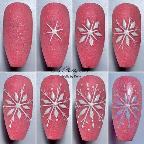 More pretty snowflakes ❄️ Using @magpie_beauty products #everythingmagpie #asprettyas_nailsbykelly #stepbystep #stepbystepnails… | Instagram Xmas Nail Art, Snowflake Nail Art, Xmas Nails, Christmas Nail Art, Nail Art Tutorial, Long Acrylic Nails, Winter Nails, Red Nails, Christmas Nails