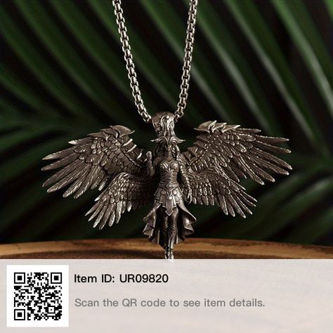 Gabriel Archangel, Four Wings, Winged Goddess, Amulet Jewelry, Saint Necklace, Angel Pendant Necklace, Pagan Jewelry, Angel Pendant, Mens Jewelry Necklace