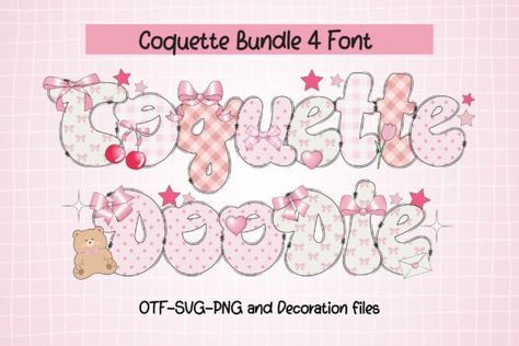 Indulge in the charm of the “Coquette_Doodle_Font,”_a_delightful_representation_of_the_coquette_aesthetic_that_exudes_playfulness,_flirtation,_and_a_hint_of_mystery__This_font_bundle_is_a____ Coquette Font, Fonts 2024, Doodle Font, Font Guide, Doodle Fonts, Dinosaur Background, Cute Fonts, Kawaii Doodles, Chinese Patterns