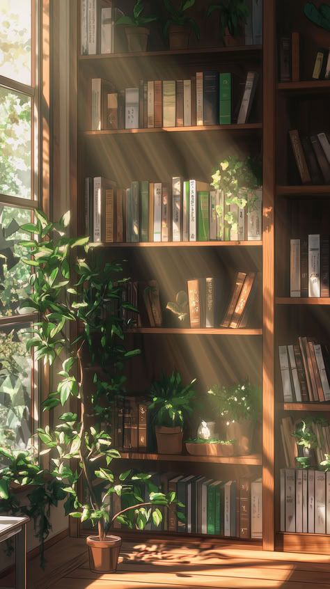 Cozy Reading Art, Green Aesthetic Library, Cozy Bookshelf Aesthetic, Library Wallpaper Desktop, Cartoon Reading Book Aesthetic, Library Wallpaper Aesthetic, Library Aesthetic Wallpaper Desktop, Cozy Fantasy Aesthetic, Cute Cozy Wallpapers