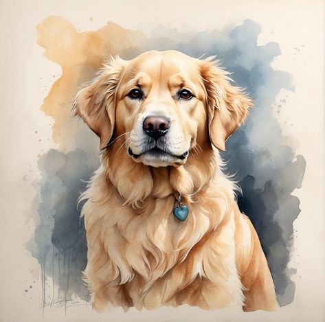 Two Golden Retriever watercolor paintings AI created for digital print #21 While our digitally remastered derivative 𝐏𝐑𝐈𝐍𝐓𝐀𝐁𝐋𝐄 𝐀𝐑𝐓 has been heavily altered from its original version, it will still reflect the charm of the original style, with most characteristic imperfections remaining visible. To print your digital art files, we recommend using a professional printing service. After purchase, you can access your downloads by visiting your Etsy Profile > Purchases and Reviews If you Watercolor Golden Retriever, Golden Retriever Painting Acrylics, Golden Retriever Watercolor, Golden Retriever Painting, Dog Portraits Painting, Engraving Printing, Dog Drawing, Dog Portraits, Art File