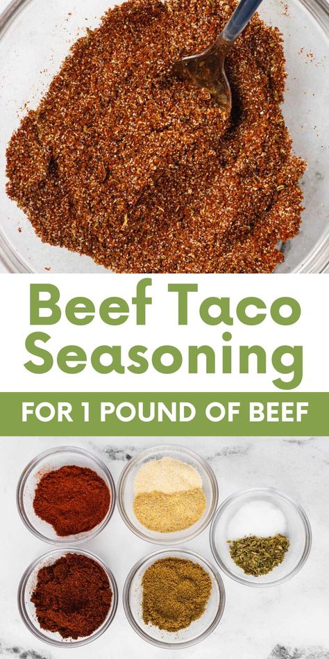 Spice up your taco game with homemade beef taco seasoning! This mix is perfect for one pound of ground beef. Beef Taco Seasoning, Ground Beef Taco Seasoning, Make Taco Seasoning, Ground Beef Seasoning, Homemade Taco Seasoning Recipe, Chicken Taco Seasoning, Crispy Beef, Ground Beef And Potatoes, Spicy Tacos