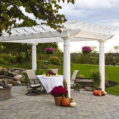 Indoor Landscaping, Backyard Structures, Furniture Accents, White Pergola, Vinyl Pergola, Diy Gazebo, Greek Columns, Cheap Pergola, Patio Pergola