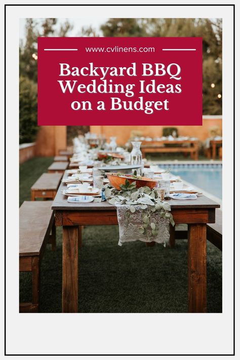 A backyard barbecue wedding is a great idea for a summer wedding or to add some fun and excitement to the wedding reception. These ideas for backyard BBQ wedding ideas on a budget are simple, creative and perfect for a DIY wedding. #diy #decor #theme #event #styling #aesthetic Barbecue Wedding Reception Decor, Backyard Cookout Wedding Reception, Bbq Wedding Decorations, Bbq Wedding Decor, Wedding Bbq Reception, Wedding Bbq Ideas, Bbq Reception Ideas, Wedding Bbq Buffet, Bbq Wedding Ideas