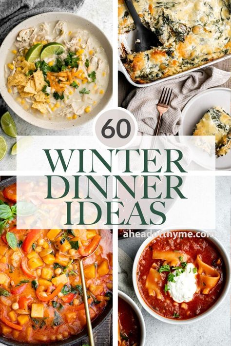 60+ Winter Dinner Ideas - Ahead of Thyme Quick Winter Dinner Recipes, Winter Dinner Ideas, Baked Ziti With Sausage, One Pot Vegetarian, Meat Lasagna, Vegetarian Lasagna, Winter Comfort Food, Winter Dinner Recipes, Dinner Party Menu