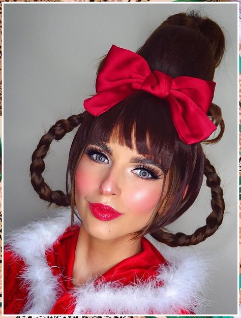 Christmas Hair Ideas - HurryDon't miss out these great products from Amazon.com Cindy Lou Who Costume Diy Hair Tutorials, The Whos From Whoville Costumes, Whoville Hair How To Do, Whooville Outfits Ideas, Who Ville Costumes, Dress Like A Who From Whoville, Who Hair Dr Suess, Whoville Costumes Women, Whoville Makeup Ideas