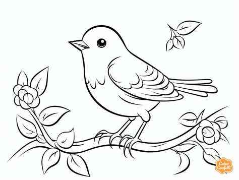 illustration of Playful robin coloring page Birds Coloring Pages, Bird Outline, Free Stencils Printables, Tree Coloring, Mandala Turtle, Bird Coloring, Tree Coloring Page, Stencils Printables, Bird Coloring Pages