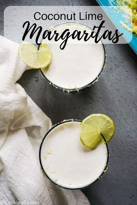 Let the tropics come to you, with this Coconut Lime Margarita. Fresh, creamy and delicious, all at the same time. This blender coconut lime margarita will be an easy add to the menu for summer parties! #Blendermargarita #CoconutLime #CoconutLimeMargarita #Margaritas #CincodeMayo #CincodeMayoParty Classic Lime Margarita Recipe, Coconut Lime Margarita, Coconut Lime Margarita Recipe, Agave Margarita Recipe, Lemon Lime Margarita, Fresh Margarita Recipe, Key Lime Margarita, Lime Margarita Recipe, Homemade Margaritas