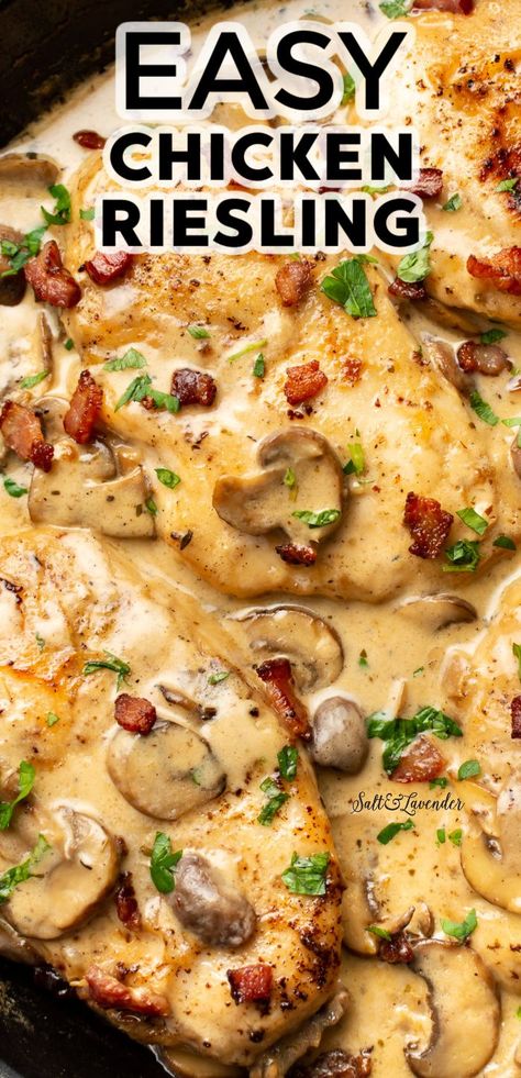 Chicken Ala Crema, Chicken With Brandy Cream Sauce, Creamed Chicken On Toast, Meals With Heavy Whipping Cream, Sour Cream Sauce For Chicken, Chicken With Heavy Cream Recipes, Chicken Riesling, Recipes With Heavy Cream, Recipe With Heavy Cream