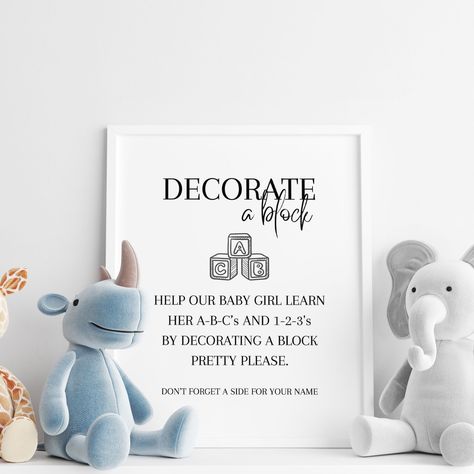 Decorate a Block Baby Shower Activity, Decorate Baby's First ABC Blocks, Baby Shower Keepsake, Digital Canva Editable Template Keepsake Baby Shower Ideas, Baby Shower Keepsake, Classroom Baby Shower For Teacher, Baby Shower Keepsake Ideas, Decorate A Block Baby Shower Activity, Decorate Blocks For Baby Shower Ideas, Decorate A Block For Baby, Decorate A Block Baby Shower Game, Baby Shower Abc Book