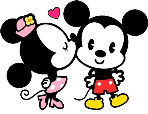 Disney Chibi, Disney Amor, Mickey And Minnie Kissing, Minnie Y Mickey Mouse, Disney Clipart, Disney Cuties, Images Disney, Mickey Y Minnie, Mickey And Minnie Mouse