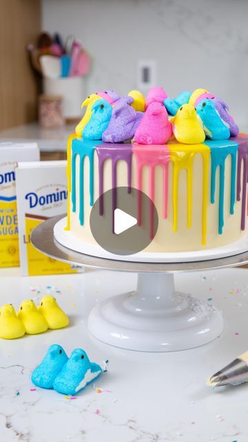 Chelsey White on Instagram: "Easter is just around the corner & you know what that means…IT’S PEEPS SEASON!! 🐥 🐥 🐥

This Peeps-inspired cake is made with checkerboard layers that bake up so tender and delicious thanks to @dominosugar Light Brown Sugar, and the frosting is made with @dominosugar Powdered Sugar to make it silky smooth! The recipe is linked in my bio & stories #Peeps #Cake #DominoSugar #ad #DominoSugarAmbassador" Peeps Cake, Around The Corner, Powdered Sugar, The Recipe, Brown Sugar, Frosting, Light Brown, Meant To Be, Easter