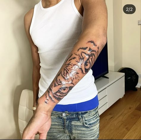 Female Tattoo Designs, Tiger Eyes Tattoo, Side Arm Tattoos, Herren Hand Tattoos, Arm Tattoos For Guys Forearm, Outer Forearm Tattoo, Half Sleeve Tattoos Forearm, Tattoos Hand, Guys Tattoos