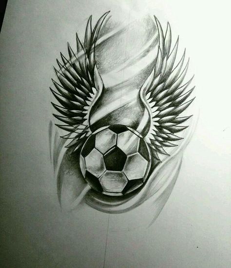 Soccer Ball With Wings Tattoo, Soccer Tattoos, Alas Tattoo, Football Tattoo, Sport Tattoos, Football Drawing, Band Tattoo Designs, Wing Tattoo Designs, Special Tattoos