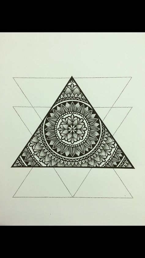 Triangle mandala tattoo inspiration                                                                                                                                                                                 More Triangle Drawing Ideas, Mandala Arm Tattoo, Dotwork Tattoo Mandala, Triangle Drawing, Art Krishna, Character Design Cartoon, Mandala Doodle, Art Sketches Doodles, Design Mandala