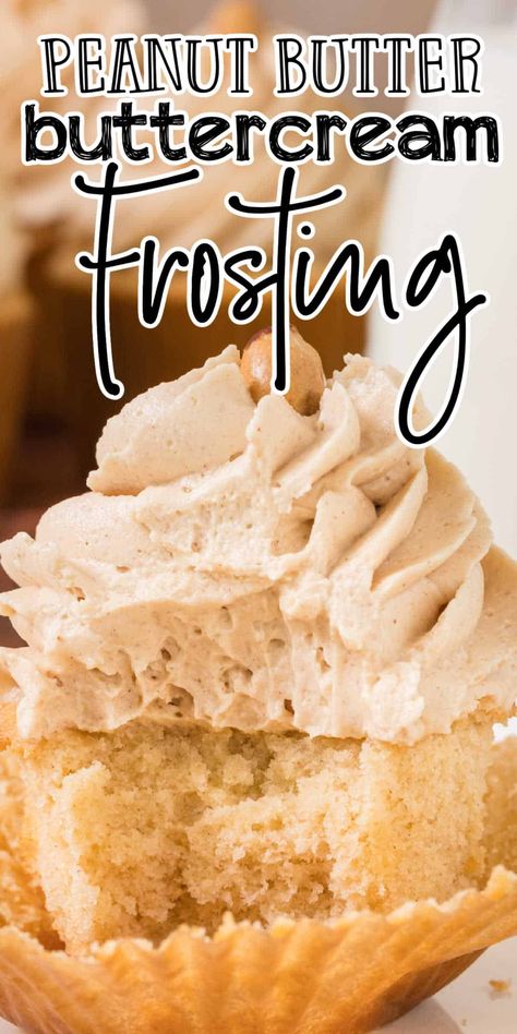 This bakery style Peanut butter buttercream frosting recipe is made with simple ingredients and is perfect for decorating cakes, piping on cupcakes, and topping for brownies! Best Peanut Butter Frosting, Peanut Butter Buttercream Frosting, Butter Frosting Recipe, Peanut Butter Frosting Recipe, Peanut Butter Buttercream, Cream Cheese Buttercream Frosting, Peanut Butter Icing, Butter Pecan Cake, Frosting Recipes Easy