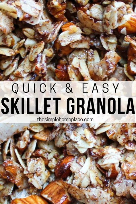 Skillet Granola, Crock Pot Yogurt, Stovetop Granola, Cherry Granola, Top 10 Healthy Foods, Easy Granola Recipe, Easy Homemade Granola, Homemade Cereal, Homemade Granola Healthy