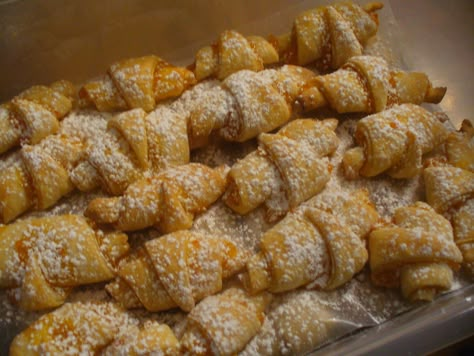 World Turn'd Upside Down: "Kiffle" Recipe: A Christmas Pastry Kiffles Recipe, Hungarian Cookies, Hungary Recipes, Christmas Pastry, Hungary Food, Christmas Pastries, Croatian Recipes, Fruit Filling, Hungarian Recipes