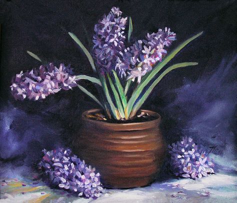 . Flower Painting Images, Hyacinth Flowers, Sepia Color, Summer Painting, Framed Oil Painting, Spring Art, Aesthetic Painting, In Bloom, Drawing For Kids