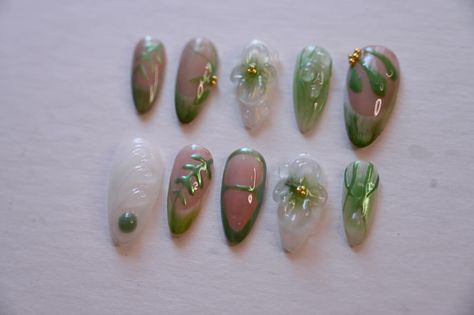 Green Fairy Nails, Tinkerbell Nails, Fairy Nails, Tinkerbell Fairies, Green Fairy, Gel Extensions, 3d Nail Art, Nail Artist, Fairy Garden