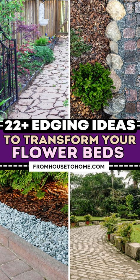 22+ Garden Edging Ideas for Flower Beds | Garden Design Brick Lawn Edging, Ideas For Flower Beds, Garden Edging Stones, Stone Flower Beds, Garden Patios, Brick Garden Edging, Garden Edging Ideas, Flower Bed Edging, Brick Garden