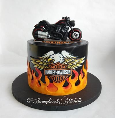 Motorcycle Birthday Cakes, Motorbike Cake, Tire Cake, Harley Davidson Cake, Harley Davidson Birthday, Motorcycle Cake, Bike Cakes, Tall Cakes, Edible Image Cake