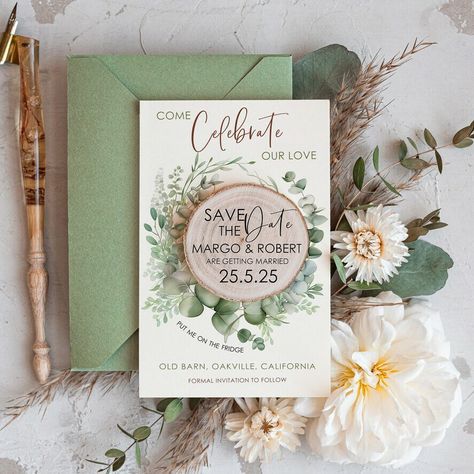 Introduce your wedding with a touch of rustic elegance using our Sage Green Floral Wreath Wooden Magnets. These Save the Date cards perfectly blend the serene beauty of sage green with the natural charm of wooden magnets, creating a boho-inspired design that beautifully sets the tone for your special day. Each card features a lovely sage green backdrop adorned with a delicate floral wreath, symbolizing growth, unity, and the everlasting nature of your love. The centerpiece of this design is the Honey Jar Wedding Favors, Rustic Card Box, Wedding Guest Book Table, Flower Girl Signs, Wood Magnets, Rustic Save The Date, Honey Wedding Favors, Passport Wedding Invitations, Save Our Date