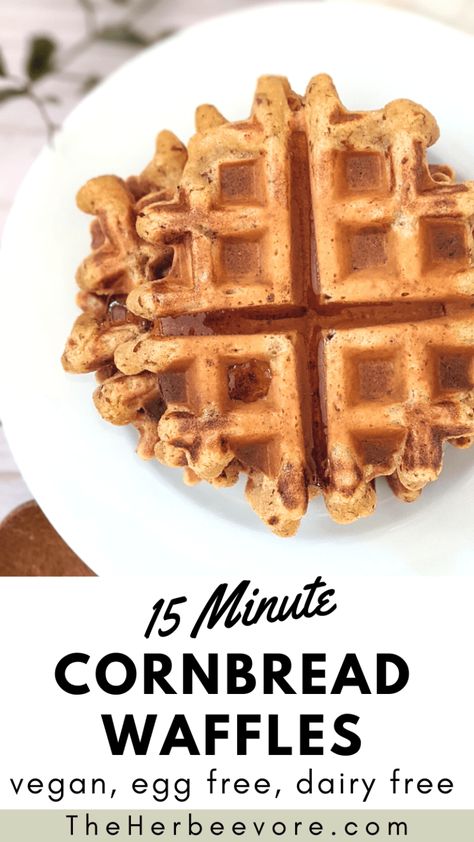 Cornbread Waffles Recipe, Dairy Free Tacos, Savory Waffle Recipe, Cornmeal Waffles, Cornbread Waffles, Weekend Brunch Recipes, Vegan Cornbread, Vegan Bread Recipe, Plant Based Recipes Breakfast