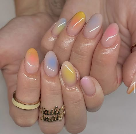 Aura Rainbow, Aura Nails, Tie Dye Nails, Simple Gel Nails, Basic Nails, Rainbow Aura, Blush Nails, Cute Gel Nails, Nails Only