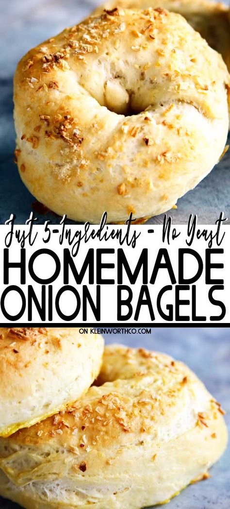 3 Ingredient Bagels, Bagel Recipes, Onion Bagel, Bagel Recipe Easy, Easy Cinnamon Rolls Recipe, Best Bagels, Weight Watchers Breakfast, Homemade Bagels, 3 Ingredient Recipes