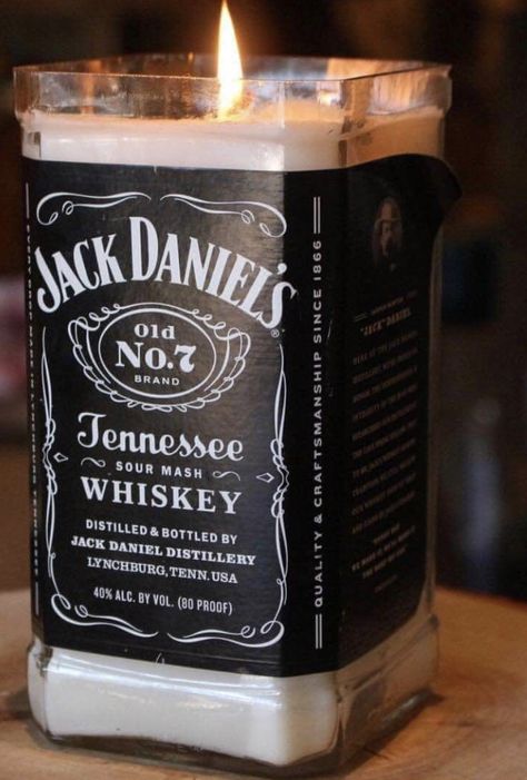 Jack Daniels Upcycled Candle Bottle Jack Daniels Candle, Stamford England, Candle Bottle, Candle Upcycle, Shell Candles, Whisky Bottle, Candle Gifts, Bottle Candles, Recycled Bottle