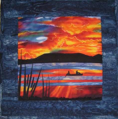 Sunset Quilts, Quilt Scenes, Ontario Landscape, Fabric Landscape, Sunset Quilt, Confetti Art, Bandana Dress, Beach Quilt, Sea Quilt