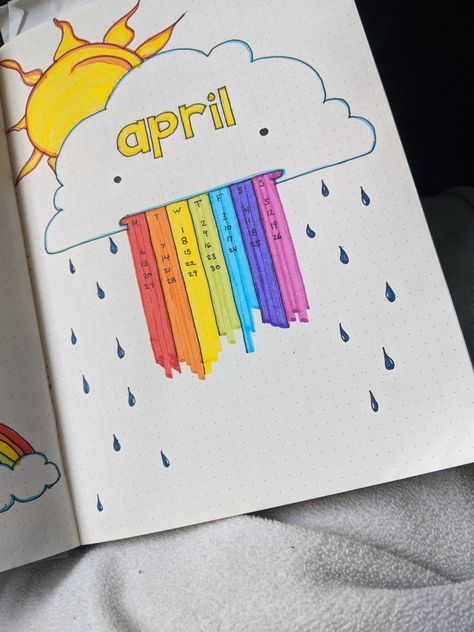 Rainbow Journal Page, Rainbow Bullet Journal, Rainbow Journal, April Bullet Journal, Bullet Journel, Organization Bullet Journal, Bullet Journal Ideas Templates, Creating A Bullet Journal, Bullet Journal Cover Page