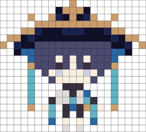 Pearler Beads Genshin, Scaramouche Perler Beads, Scaramouche Easy Drawing, Perler Beads Genshin Impact, Pixel Art Pattern Genshin, Genshin Perler Bead Patterns, Genshin Pixel Art Grid, Genshin Impact Perler Bead Patterns, Genshin Impact Perler Beads