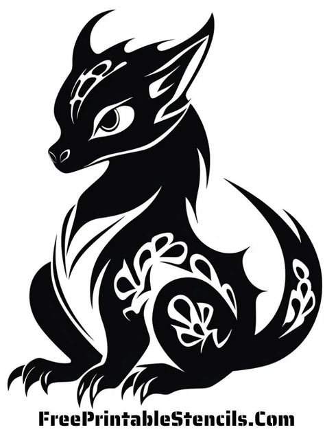 Dragon Stencils Free Printable, Dragon Svg Free, Dragon Stencils, Dragon Stencil, Pumpkin Carving Stencils Free, Carving Stencils, Dragon Silhouette, Dragon Images, Pumpkin Carvings Stencils