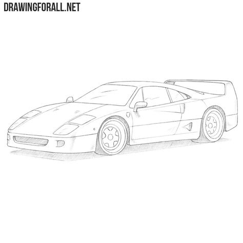 Simple Step By Step Drawing, White Ferrari, Drawing Ideas List, Cool Car Drawings, Car Tattoos, Ferrari F40, 1 Tattoo, L Love You, Step Drawing