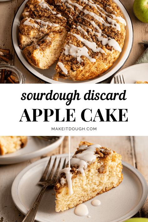 Sourdough Discard Apple, Sourdough Apple, Homemade Honey Butter, Apple Crumble Cake, Overnight Recipes, Sourdough Starter Discard Recipe, Sweet Potato And Apple, Homemade Sourdough, Warm Cake