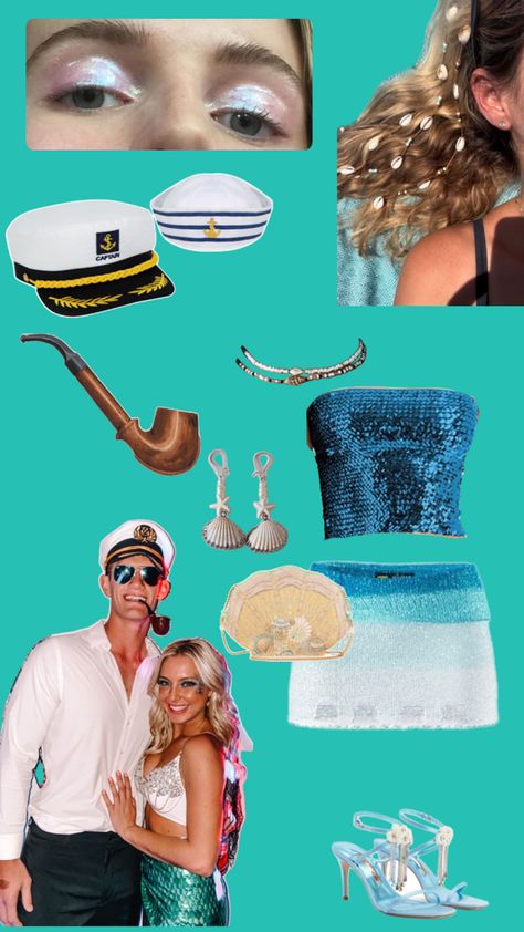 Siren And Sailor, Sailor Costume, Couple Costume, Halloween Party Outfits, Halloween Treat, Couple Halloween, Couple Halloween Costumes, Couples Costumes, Party Outfits