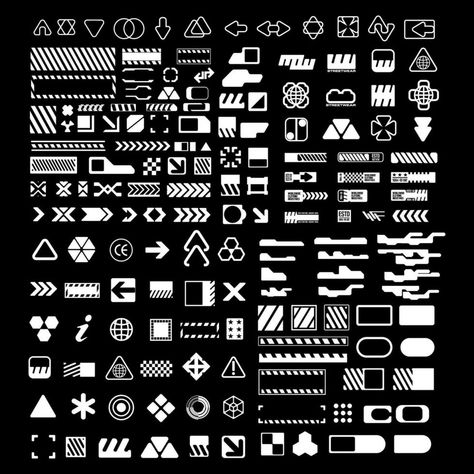 Techwear Graphic Design, Cyberpunk Design Elements, Cyberpunk Assets, Cyberpunk Symbols, Brutalism Graphic Design Poster, Future Symbol, Cyberpunk Vector, Cyberpunk Graphic Design, Cyberpunk Elements