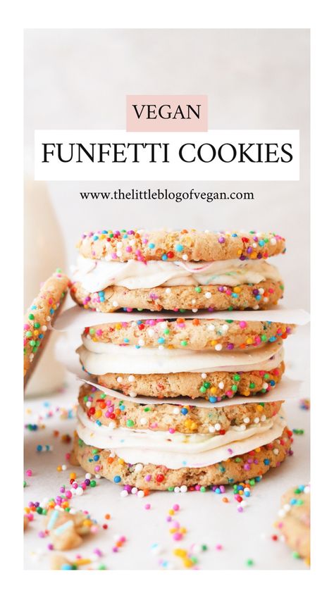 Cake Cravings, Vegan Baked Goods, Funfetti Cookies, Vegan Baking Recipes, Dairy Free Cream, Vegan Cookies Recipes, Plant Based Desserts, Vegan Cookie, Cookie Cake Birthday