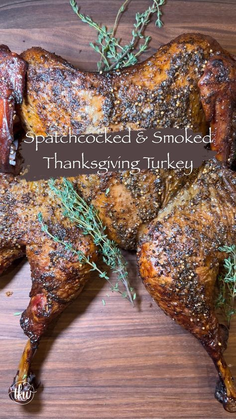 Easy Turkey Dinner, Turkey Injection, Turkey Smoked, Spatchcock Turkey, Smoked Garlic, Turkey Seasoning, Smoked Turkey Recipes, Franklin Bbq, Pellet Grill Recipes