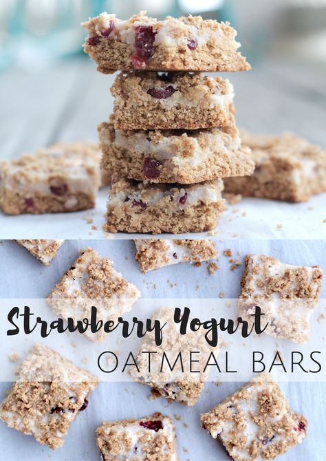 Healthyish Strawberry Oatmeal Yogurt Bars! Made with oats, yogurt and more heathy ingredients. Recipe on www.hellospoonful.com :) Oatmeal Crumble Bars, Baking Swaps, Yogurt Bars, Yogurt Oatmeal, Oatmeal Crumble, Strawberry Oatmeal Bars, Oatmeal Yogurt, Strawberry Oatmeal, Easy Main Dishes