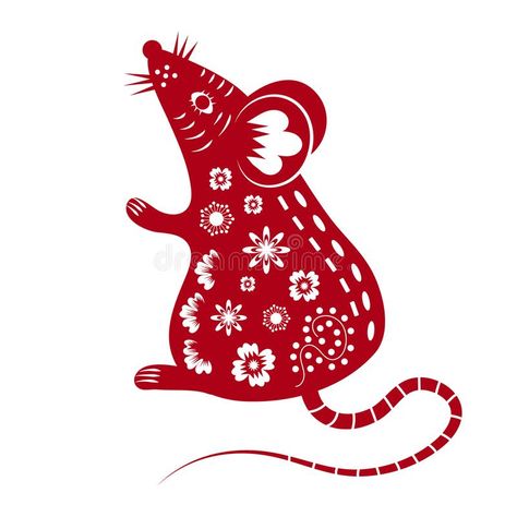 Chinese Mouse in traditional paper cut style. Happy Chinese New Year 2020year of the rat.Vector illustration royalty free illustration Self Portrait Art, The Year Of The Rabbit, Year Of The Rat, Year Of The Rabbit, Year Of The Tiger, Free Illustration, Happy Chinese New Year, Winter Art, Chinese Zodiac