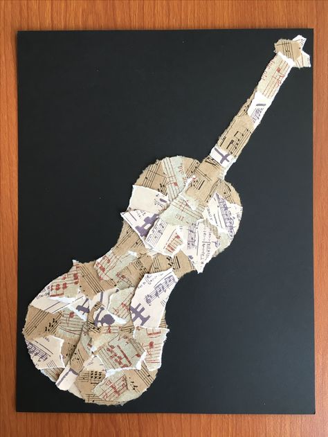 Art With Music Sheets, Musical Instruments Collage, Sheet Music Collage, Music Sculpture, Music Camp, Art Place, Bookshelf Art, Sheet Music Art, Sensory Art