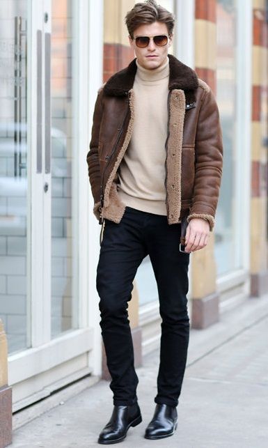 Winter Outfits Street Style, Gentleman Lifestyle, Black Leather Chelsea Boots, Fall Fashions, Winter Outfits Men, Mode Casual, Mens Winter Fashion, Brown Jacket, Gentleman Style