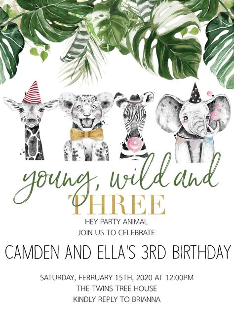 Three Year Old Animal Party, Three Year Old Zoo Party, Turning Three Birthday Parties, Build A Stuffed Animal Party, Animal Theme 3rd Birthday Party, Animal Third Birthday Party, Zoo Themed 3rd Birthday Party, Three And Wild Birthday Party, Zoo Third Birthday Party