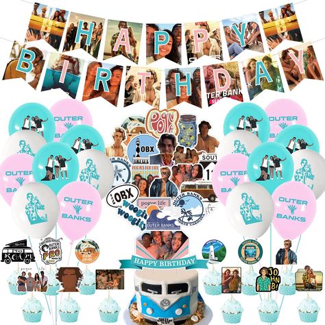 Outer Bank Birthday Party, Outer Banks Cupcakes, Outer Banks Cakes Ideas, Outer Banks Party Decorations, Outer Banks Decoration, Obx Outer Banks Cakes, Outerbanks Birthday Cake, Outer Banks Birthday Cake Ideas, Outerbanks Themed Birthday Party