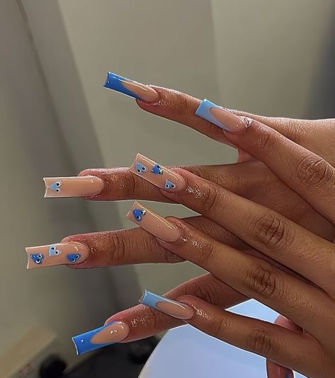 Colourful Acrylic Nails, Nails Painted, Nail Trend, Diy Acrylic Nails, London Nails, Blue Acrylic Nails, Grunge Nails, Colored Acrylic Nails, Girly Acrylic Nails