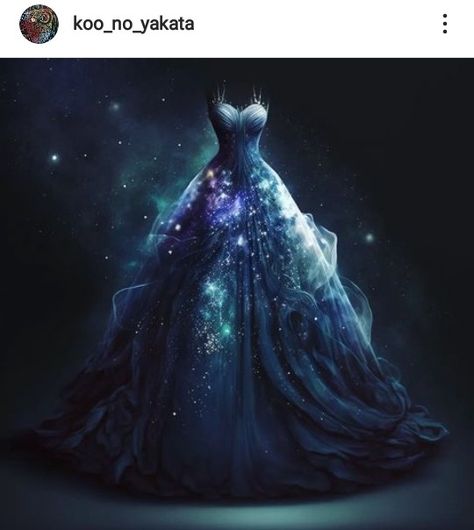 Royal Dresses Aesthetic, Fantasy Gowns Warriors, Blue Fantasy Dress, Gown Aesthetic, Aesthetic Queen, Galaxy Wedding, Galaxy Dress, Space Dress, Queen Outfits